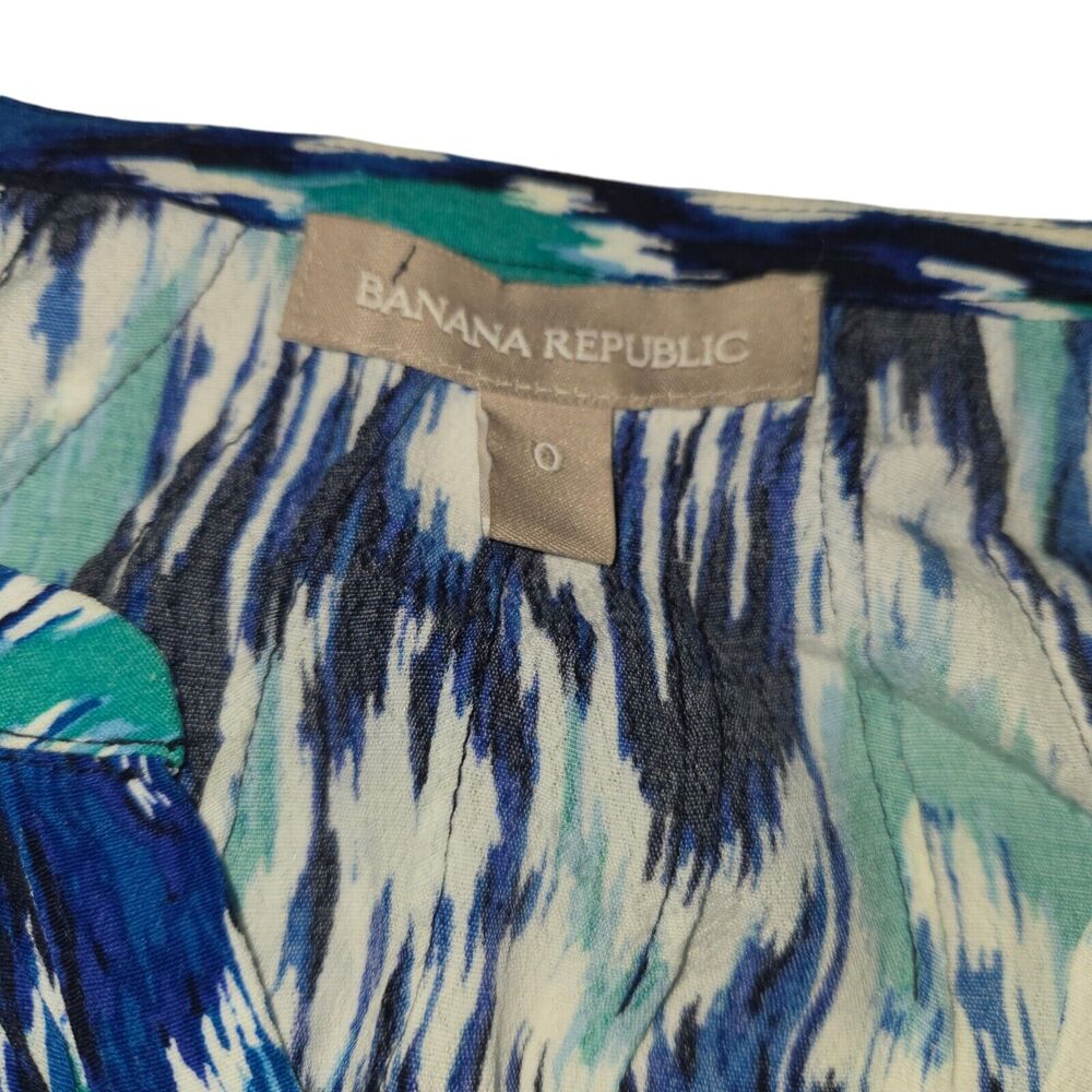 Banana Republic Womens Size 0 Shirt Dress Roll Tab Long Sleeves‎ Blue Green Mini - Picture 2 of 14